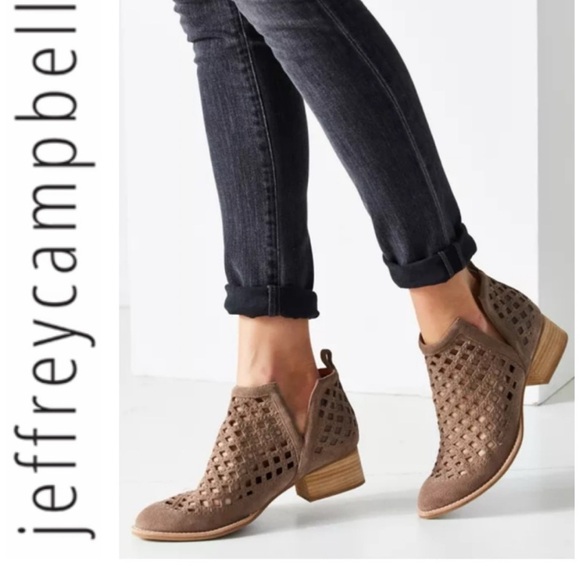 Jeffrey Campbell Taggart perforated taupe suede booties size 10 MSRP $198 - Picture 1 of 7